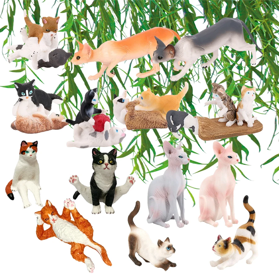 

Simulation Cats Animals Action Figures Pet Models Hand Painted Cats Animals Toy Set Cake Topper Christmas Birthday Gift for Kids