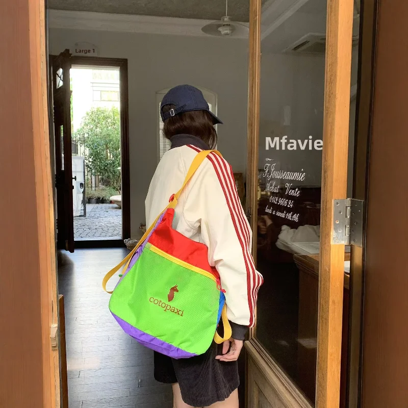 New Coto American Alpaca Bag 16L Color Block Durable Nylon Outdoor Fashion Shoulder Bag Women's Multi-Functional Crossbody Bag