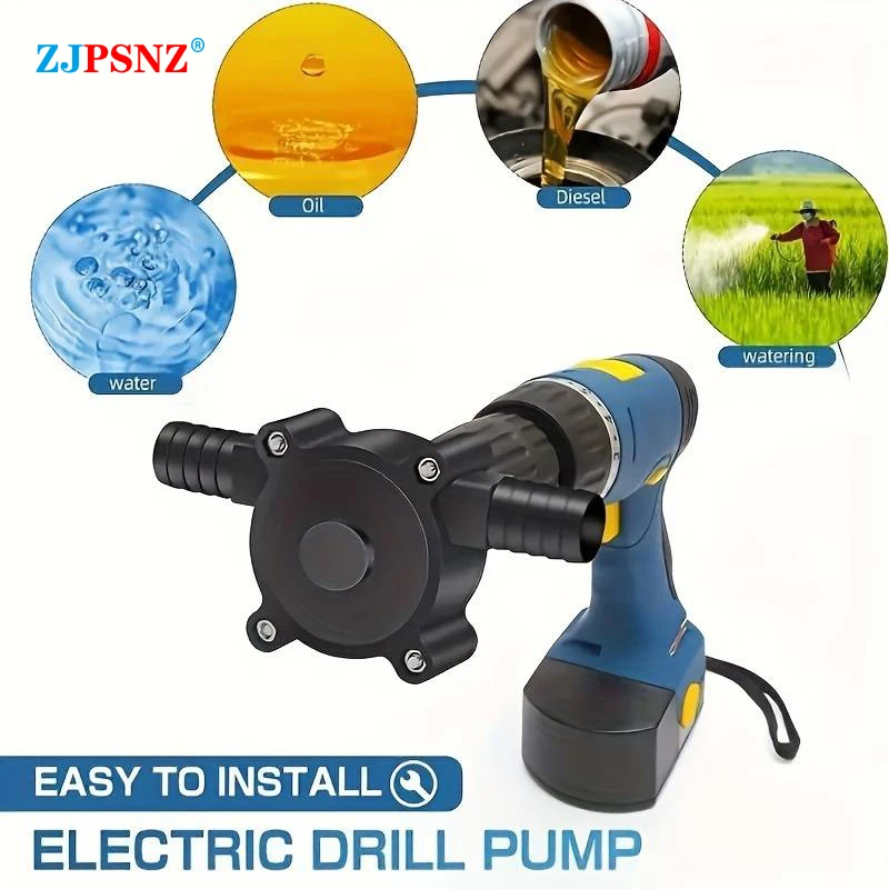 Portable Electric Drill Pump Self Priming Transfer Pumps Oil Fluid Water Pump Round Shank Heavy Duty Self-Priming Hand