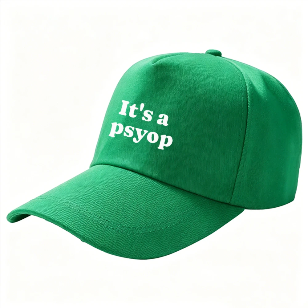 It's A Psyop Letter Slogan Print Baseball Cap Adjustable Dad Hat Unisex Outdoor Sun Hat Funny Text Statement Trucker Hat Trendy