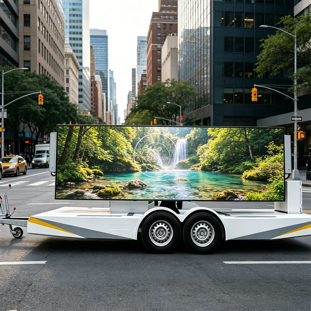 Portable Mobile LED Display Advertising Trailer Digital Signage Billboard Trailer For Commercial Outdoor Promotion Use