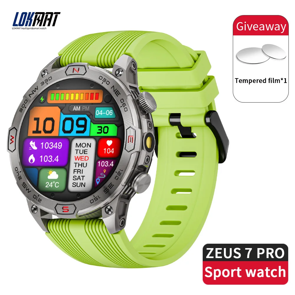 LOKMAT-reloj inteligente deportivo para hombre, dispositivo resistente al agua IP68, con Pantalla AMOLED HD de 1,43 pulgadas, brújula, altitud, llamada BT, rastreador de Fitness