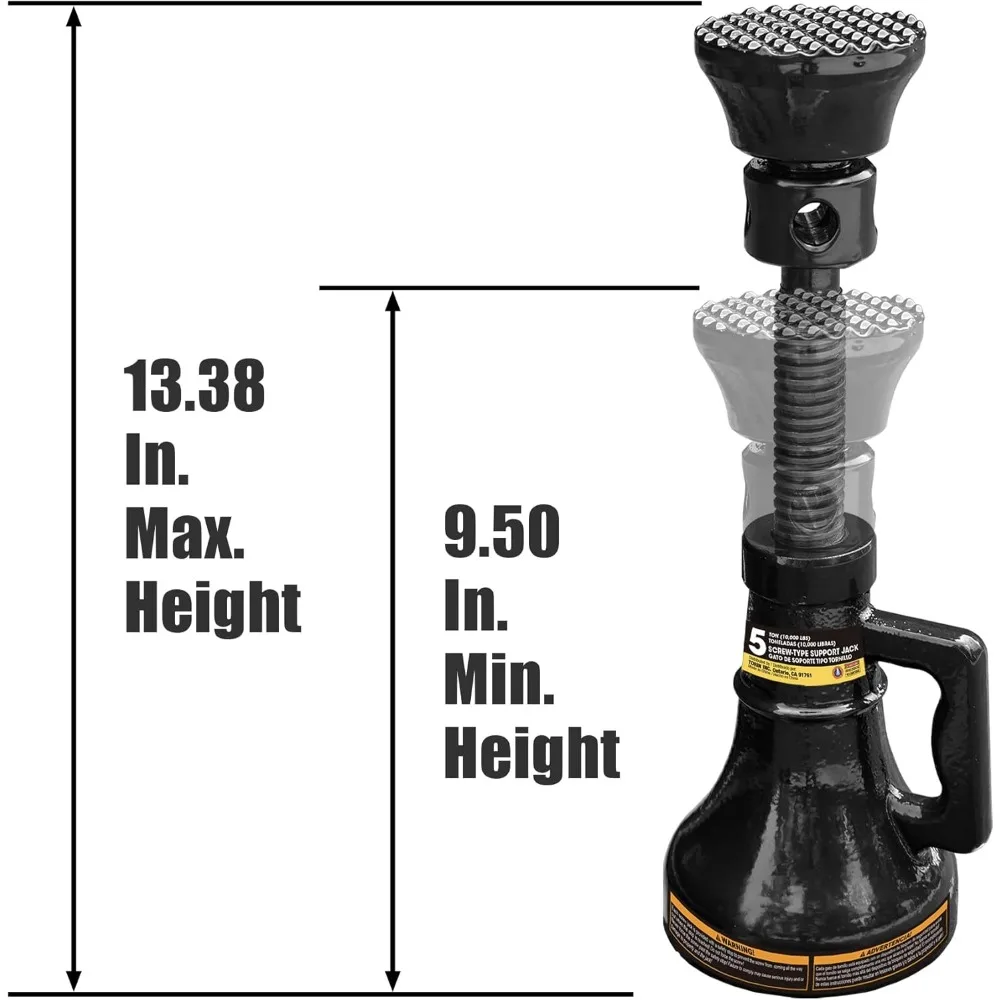 5トンのプロ用スクリュー式ジャッキ、車のサポート、住宅建設、橋梁の安定化用、黒色