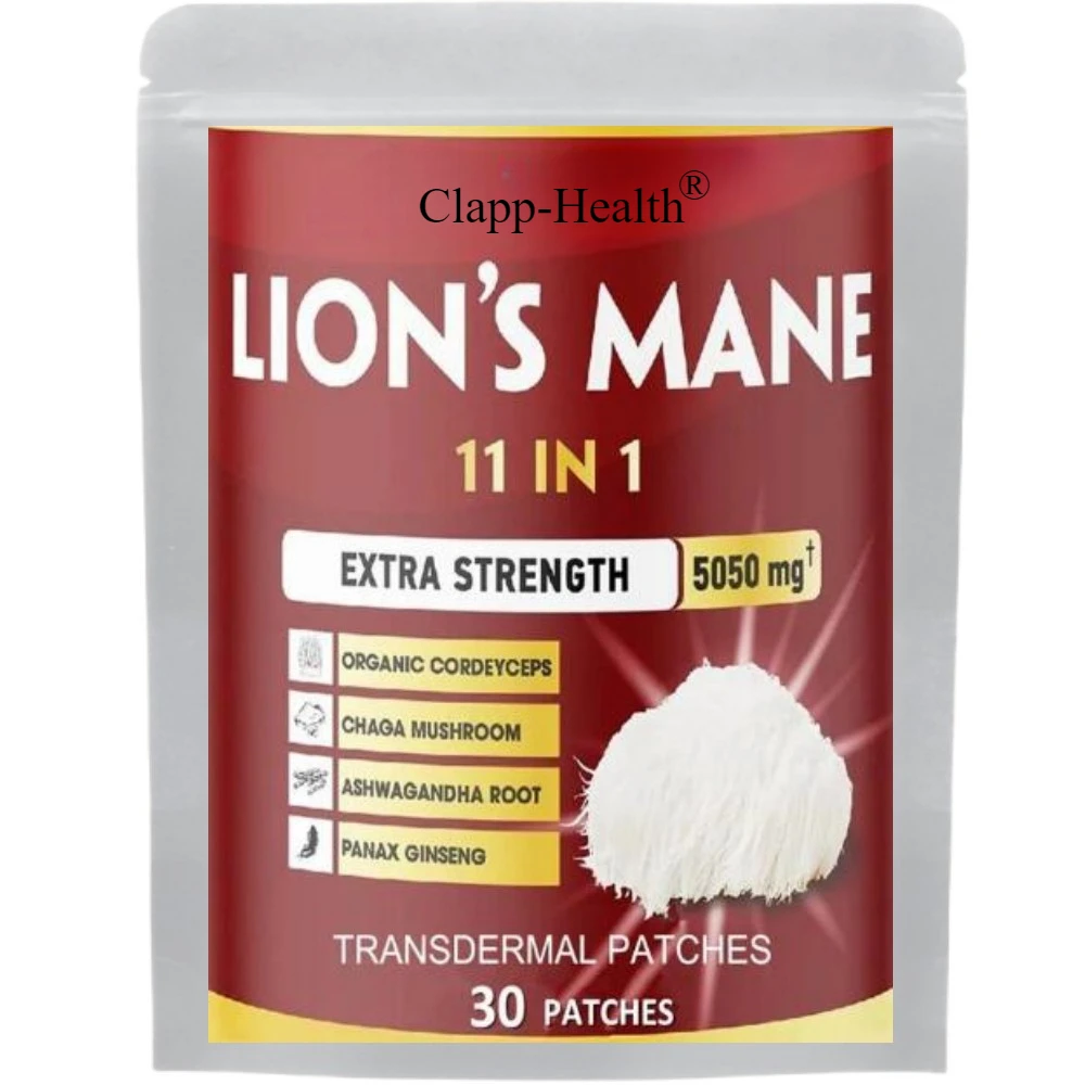 

30 патчей, 11 в 1, прозрачные переплетные патчи Lions Mane Mushroom с поддержкой памяти Cordeyceps, Reishi, Ashwagandha