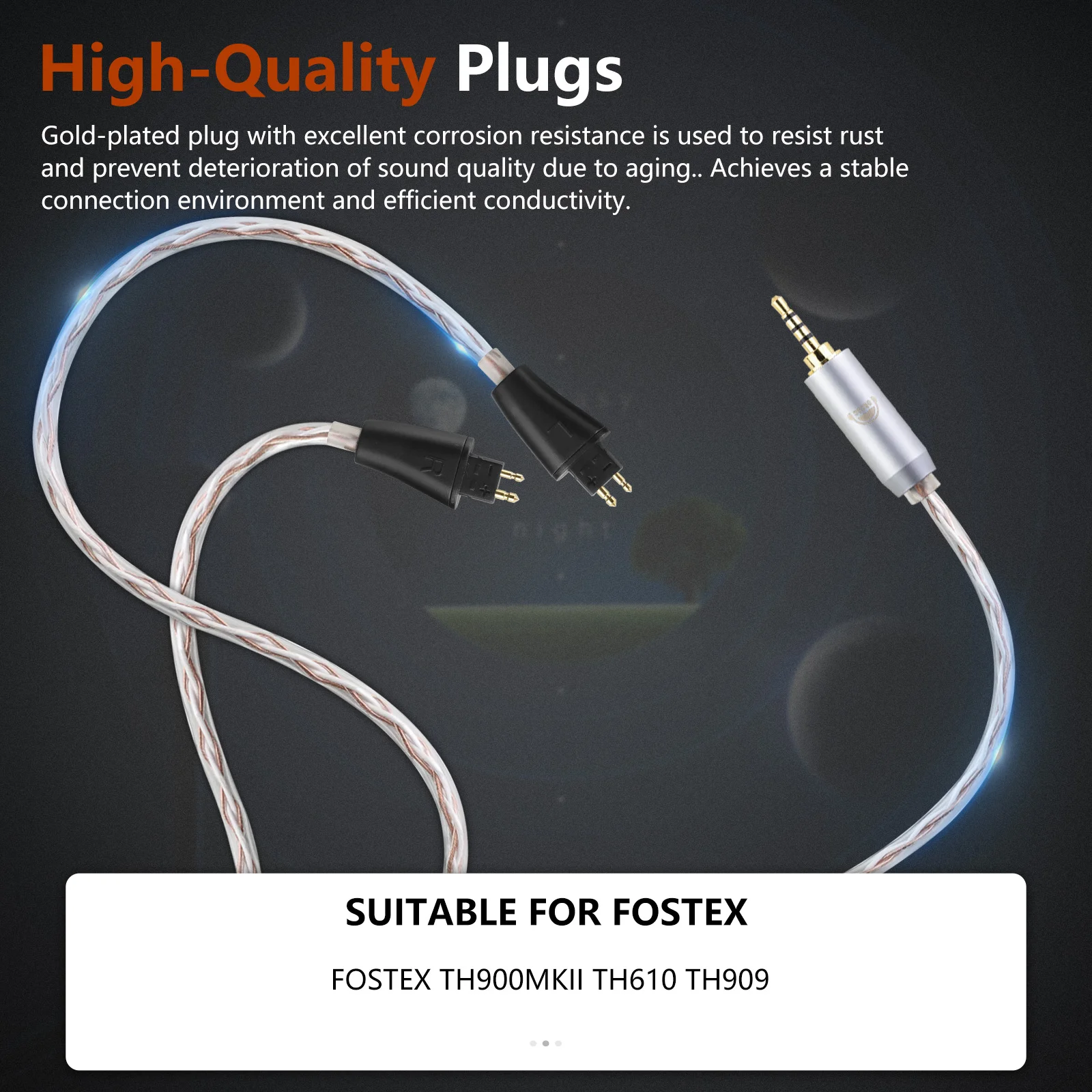 OKCSC Standard Balanced Earphone Cable for FOSTEX TH900MKII TH610 TH909 4-Core Upgrade 2.5mm/3.5mm/4.4mm/Type-c Plug Audio Cable