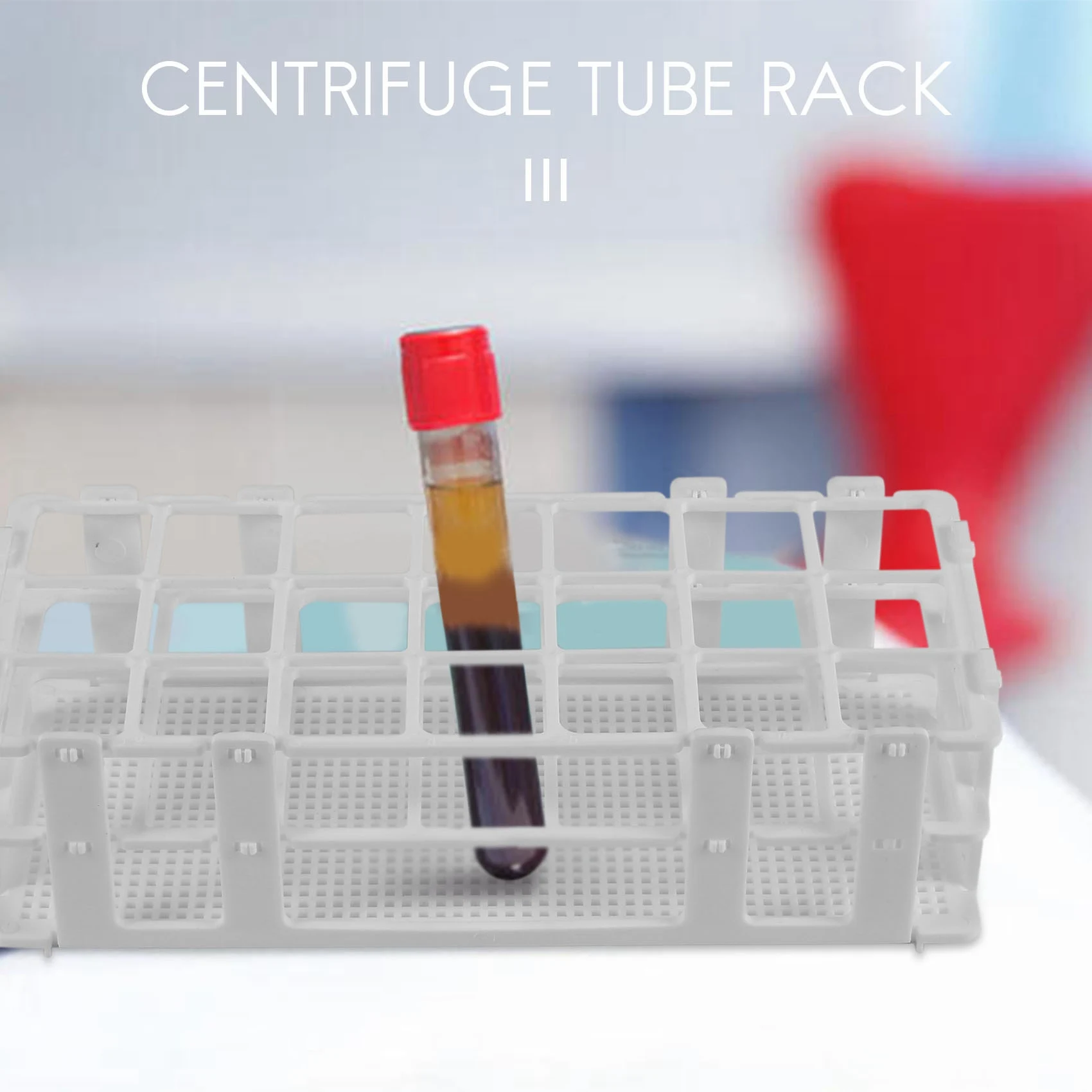 3 แพ็คชั้นวางหลอดทดลองพลาสติก, 21 หลุม Lab หลอดทดสอบสําหรับ 30 มม.หลอดทดสอบ, สีขาว, ถอดออกได้ (21 หลุม)