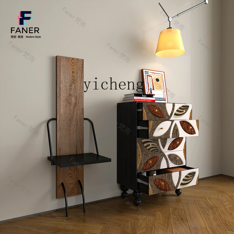 ZYA medieval solid wood living room cabinet, side cabinet, storage next to the sofa, wall storage cabinet