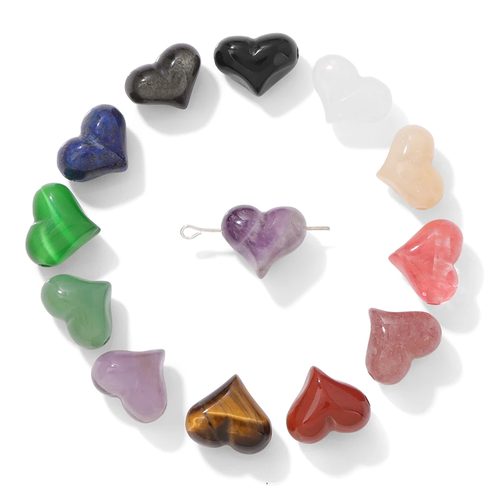 1 pc Heart-shaped Natural Stone Bead Jewelry Accessories for making necklaces bracelets pendant 14X16MM