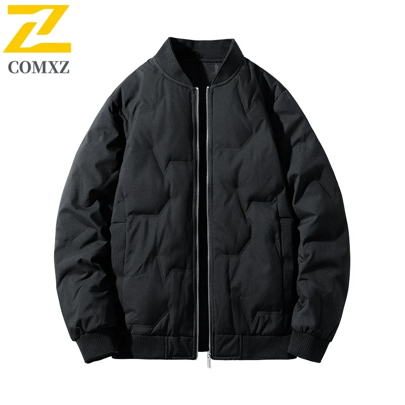 COMXZ Men Parker Coat 2025 Casual Top Ski Travel Lightweight Simple New Hiking Cotton-Padded Jacket Loose Street Puffer Jacket