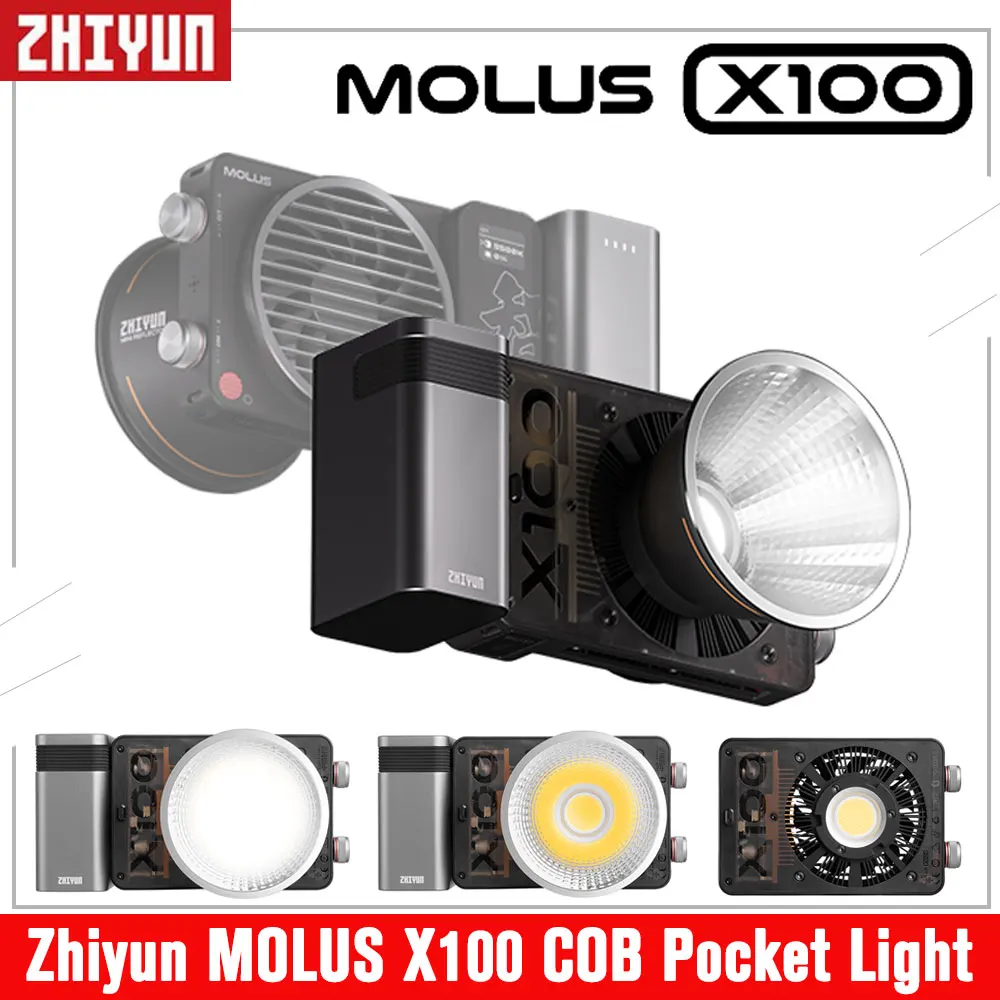 

Zhiyun MOLUS X100 COB LED Light 100W 2700-6500K Pocket Video Light for Studio Photography for Youtube/Tiktok Bluetooth Control