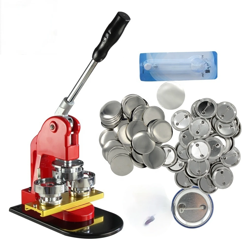 44mm Button Maker Machine Pin Badge press machine with metal pin back button material 500set