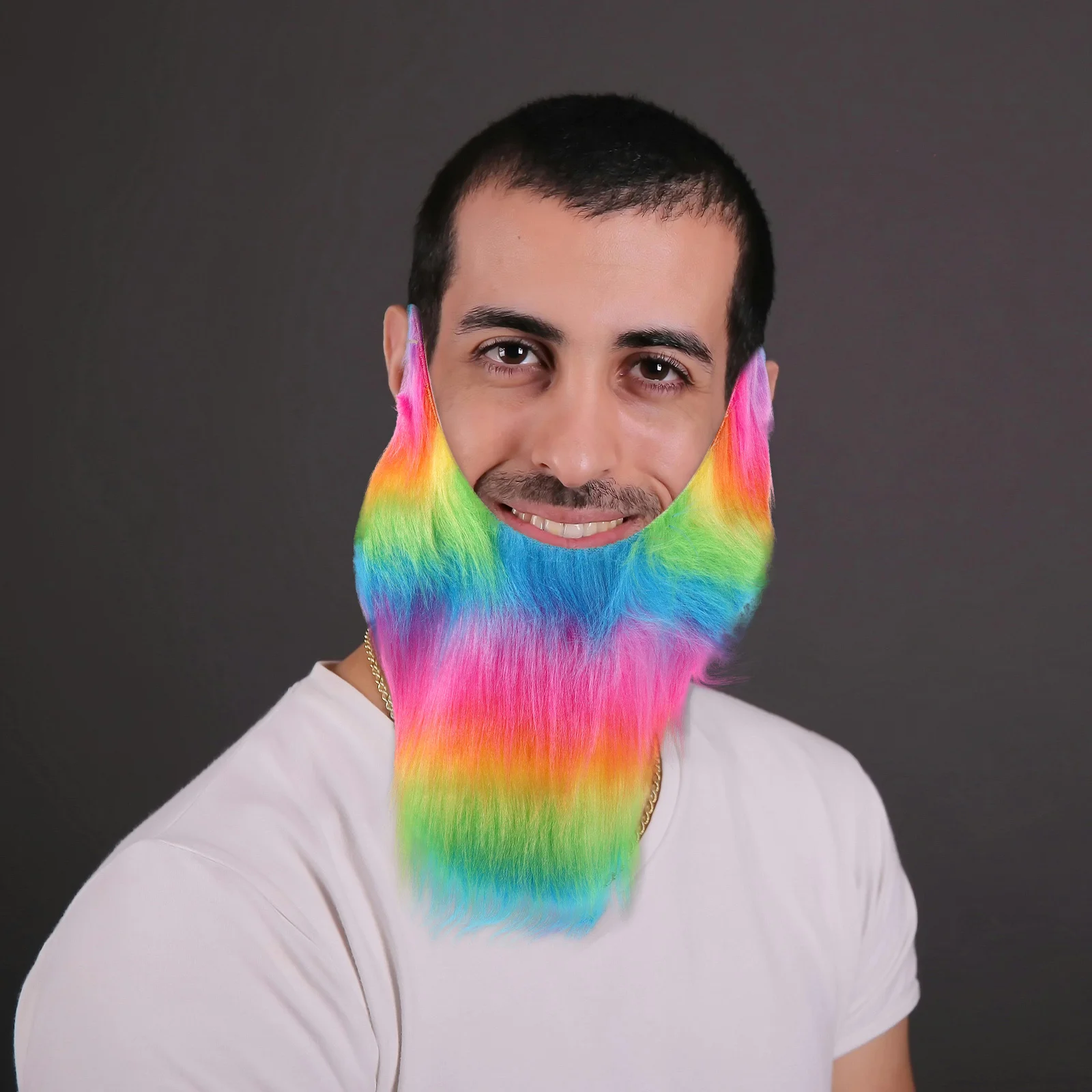 

Rainbow Fake Beard Colorful Artificial Full Beard Costume Lightweight Party Accessory For Halloween Mardi Gras Cosplay