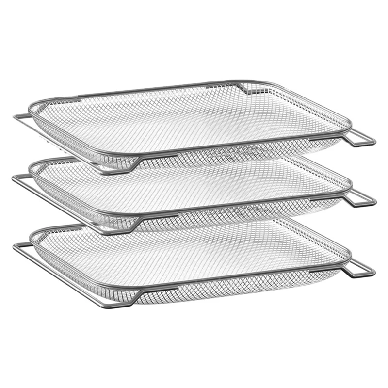 3 Piece Oven Grill Rack Air Fryer Basket Silver Stainless Steel Kitchen Tool For Breville Smart Oven Air Fryer Pro Net Baskets