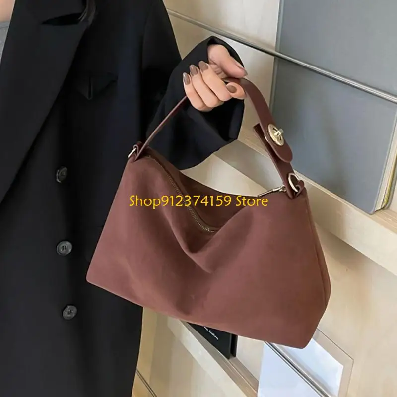 

G5AE Fashionable Satchel Shoulder Bag Faux Sueded PU Leather Crossbody Handbag with Top Handle for Women's Essential