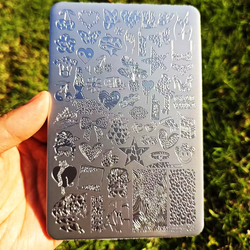 Big Size Geometry Nail Stamping Plates Lines Animal Vintage Clock Gears Template Printing Plates Nail Art Stencil Stamp Tool