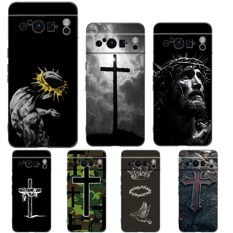 เคสโทรศัพท์ลายพระคัมภีร์คริสเตียน พระเยซู สำหรับ Google Pixel 10 9 8 7 6 Pro XL 9A 8A 6A 7A 5G เคสนิ่มกันกระแทก TPU สีดำ