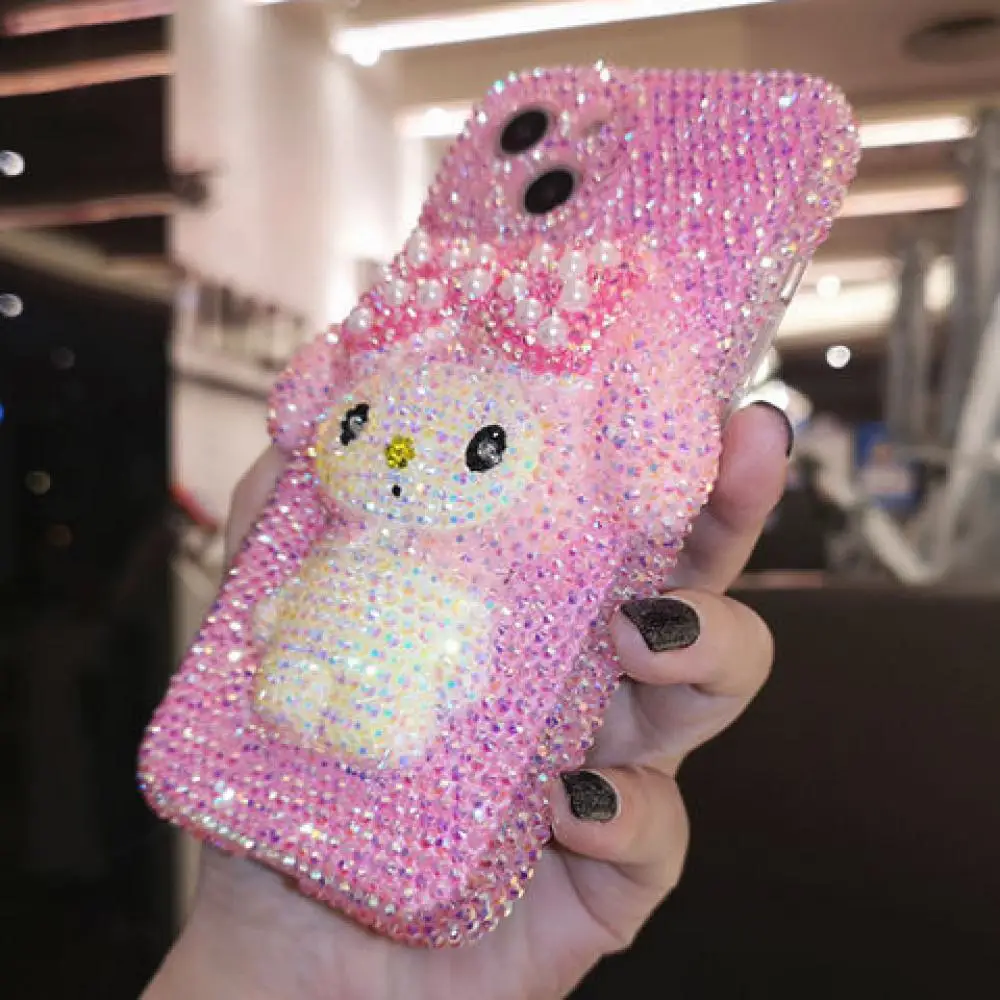 Sanrioed My Melody Iphone Case Cartoon Rhinestones Y2K Kawaii for Iphone15 14 13Pro Max Anime Girl Heart Upscale Girlfriend Gift