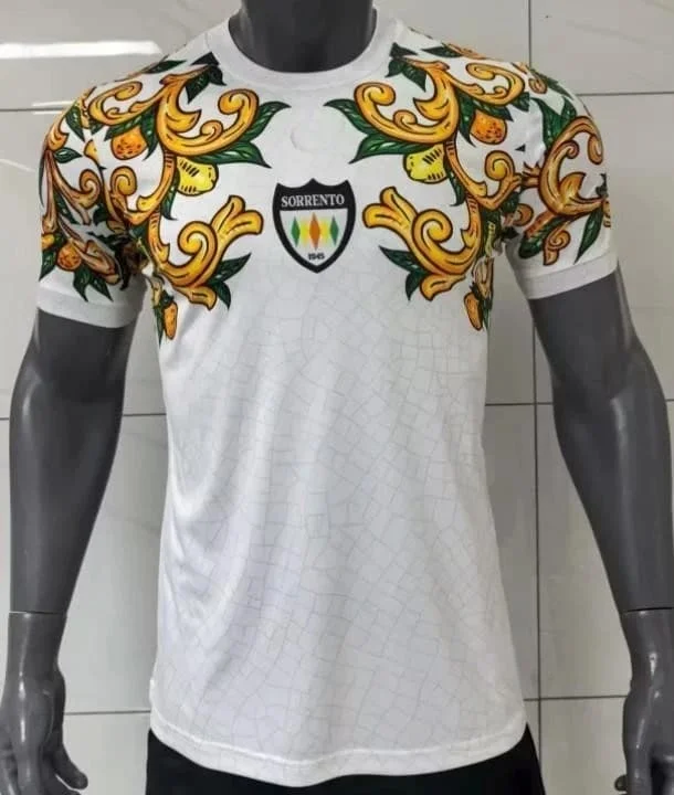1945 Football Jersey Men Women Italian Lemon Baroque Print Soccer Short Sleeve T-shirt  Style Fan Casual Sport Uniform