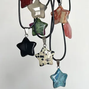 Opal Quartz Star Pault Pendant for Woman, Natural Stone, Hexagon, Crystal, Pink, Fluorita, Lapis, Bullet, Pendulum, Jewelery, Trend 10 Main Sales Natural Stone Necklace - №2