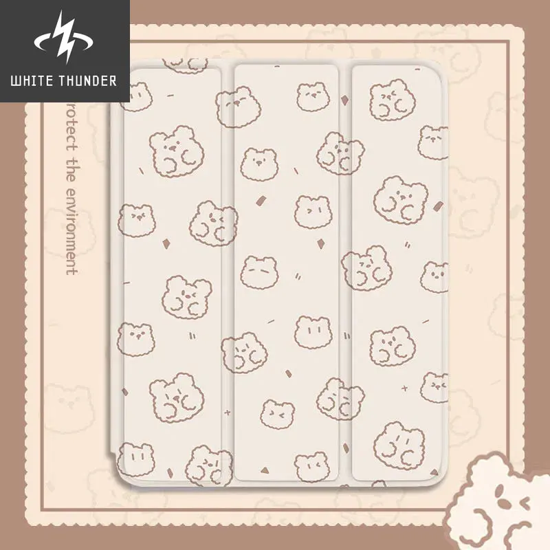 For iPad Air 4 5 10.9 3 10.5 Mini 6 8.3 4 5 7.9 Inches Case Cute Bear For iPad 2021 10.2 2018 9.7 Pro 11 Inches Airbag Cover