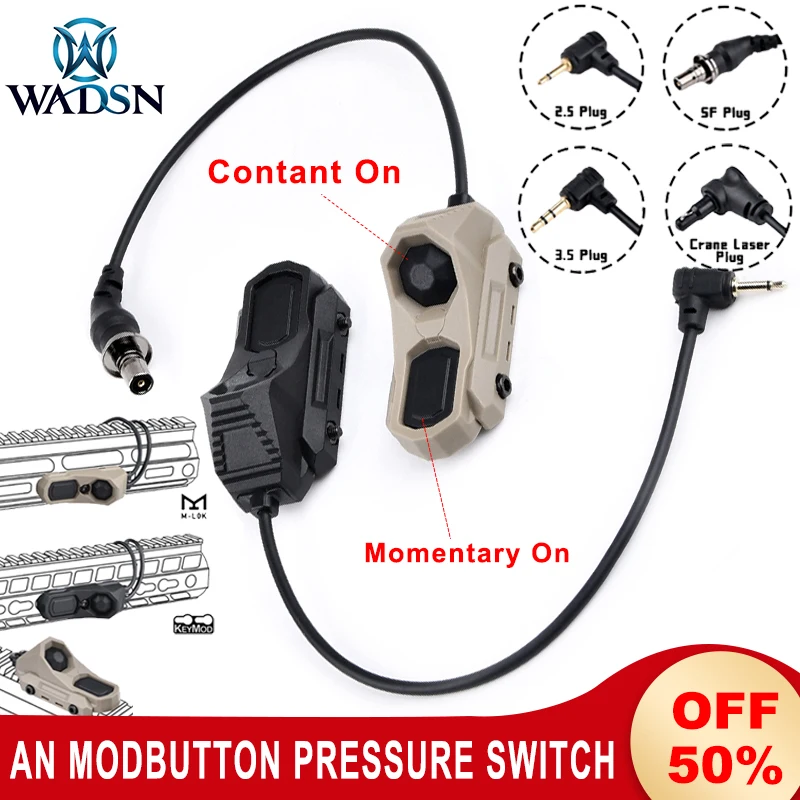 Wadsn Hunting Tactical Axoun ModButton Tail PEQ DBAL NGAL 2.5CranePlug Pressure Switch Mlok Keymod 20mmRail Airsoft ScoutLight