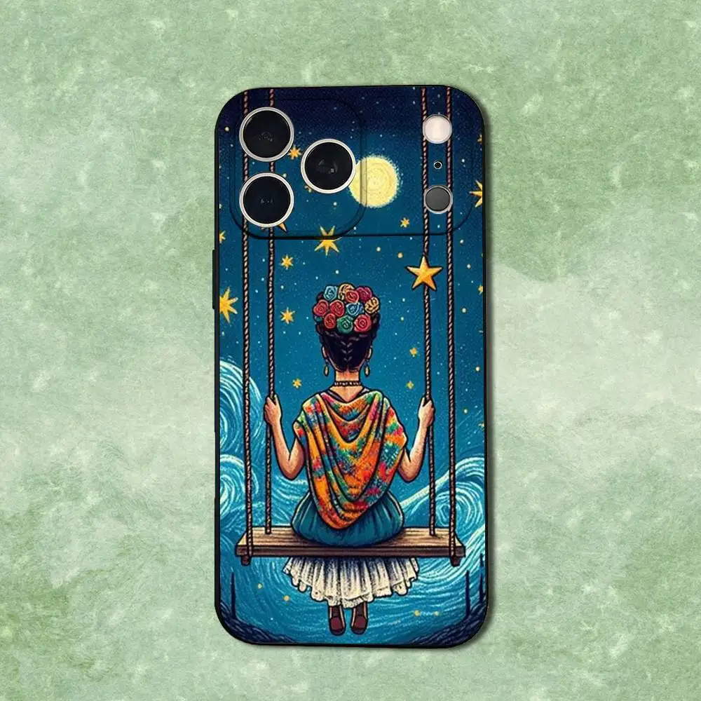 حافظة هاتف عصرية من Art F-Fridas K-Kahlo لهاتف iPhone 14,13,17,12,11,16,15,Plus,Pro Max,XS,X,XR,SE,Mini,Soft غطاء أسود من السيليكون #5
