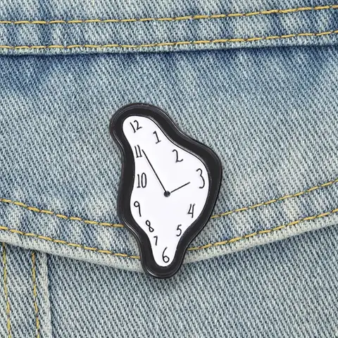 Salvador Dali Inspired Enamel Pins Surrealist Art Brooch Melting Clock Lapel Badge Abstract Jewelry Accessory Gifts For Friends