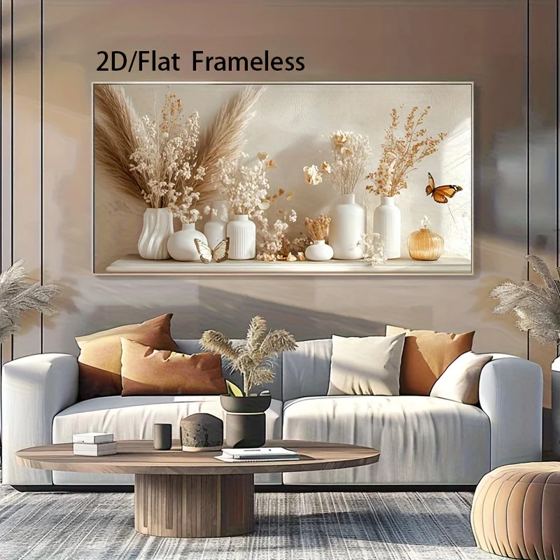 2D Flat, Modern Abstract Canvas Art Featuring a White Vase, No Framed Poster, Perfect for Decorating Living Rooms, Bedrooms, Or