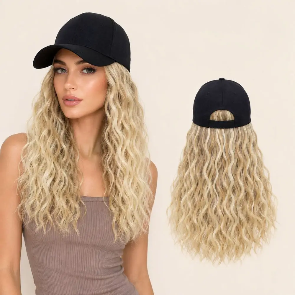 Trendy Wool Curl Wig Baseball Cap For Ruoyun Women Short Curly Hair Piece Daily Casual Styling Easy Wear Wig Hat
