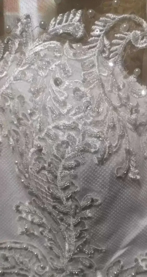 맞춤형 아프리카 레이스 아플리케 머메이드 웨딩드레스 신부용 베스티도 데 노이바 긴 소매 버튼 백 가든 브라이덜 가운