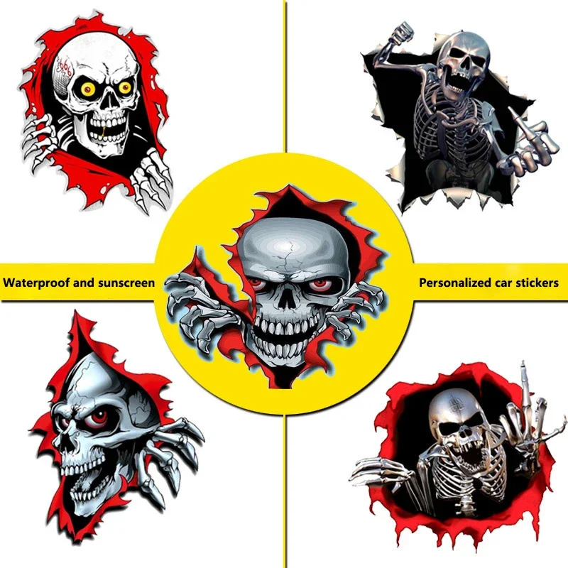 

Car Sticker Creativity Metal Angry Skeleton Skull Accessories Decal Supplies Custom