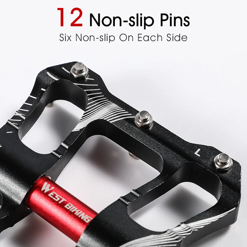 WEST BIKING Aluminum Alloy Footboard Hollow Anti-skid Bearing Mountain Bike MTB Foot Pedals Smooth Bearing Bike Part Accessories