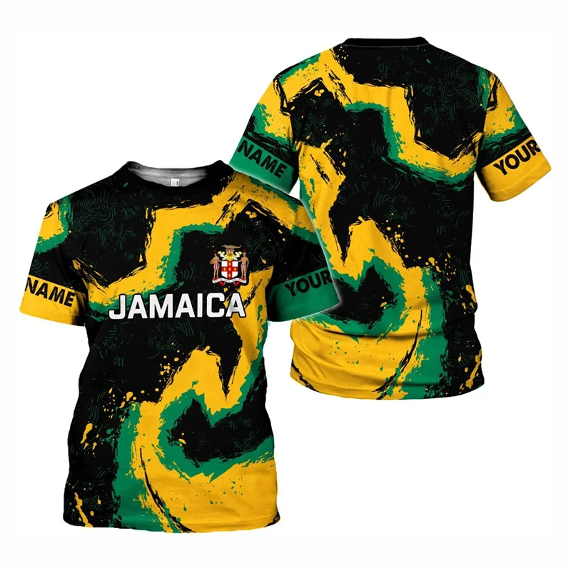 2026 Fashionable Jamaican Flag Pattern 3D Men's T-shirt, Summer Loose and Breathable Quick-drying Men's Clothing