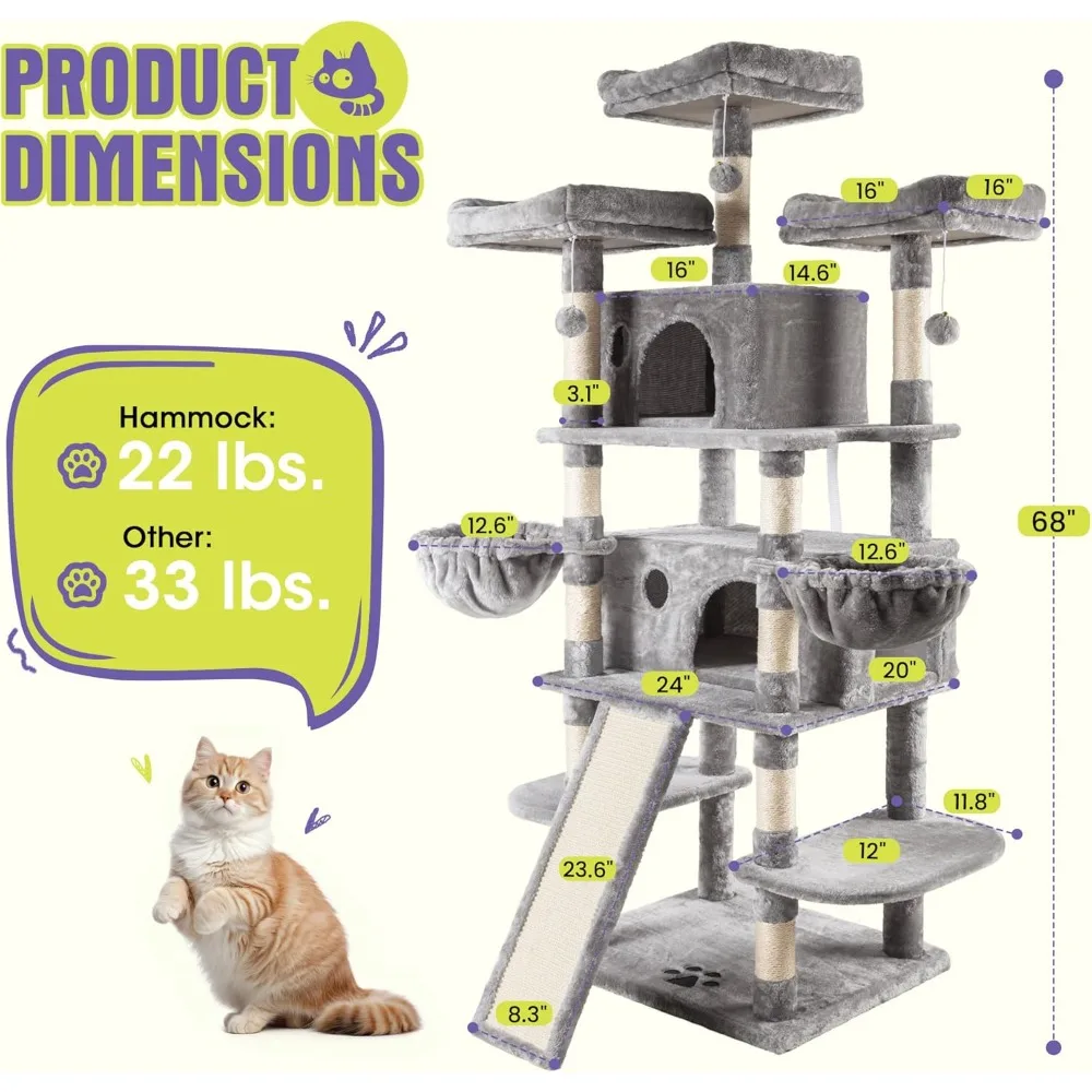 68" Multi-Level Cat Tower 5