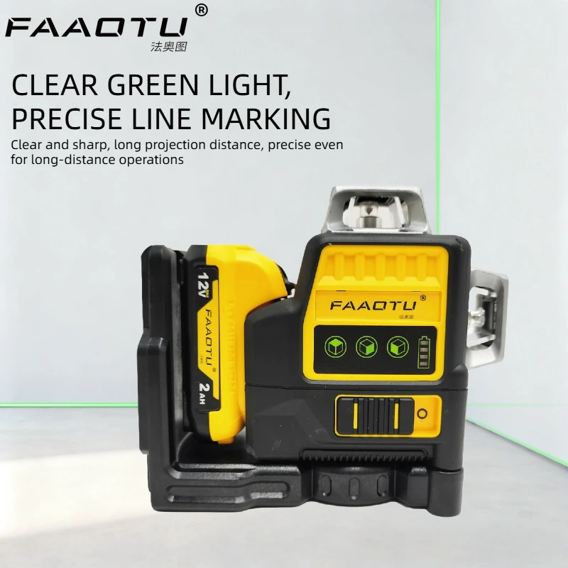 FAAOTU 12V Green Beam Laser Level, Same Tough Reliability as DW, Perfect for Construction Suitable for DW battery