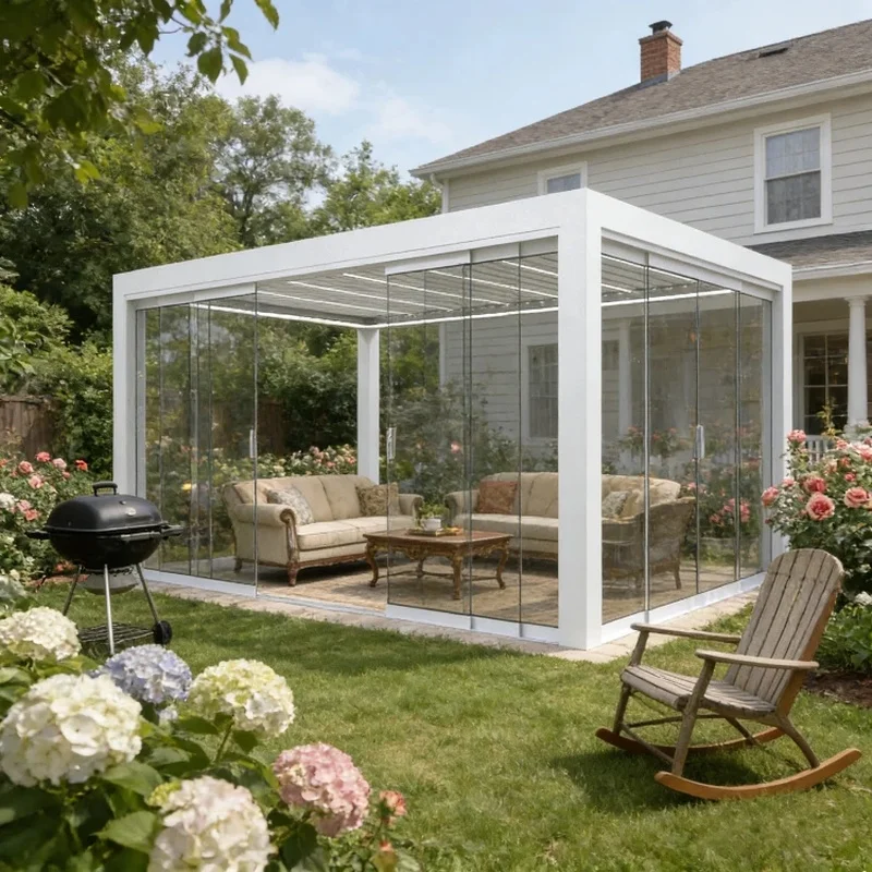 Most Advanced 5x5 Sans Bardage 6063-T5 Aviation-Grade Aluminum Powder Coated Gazebo