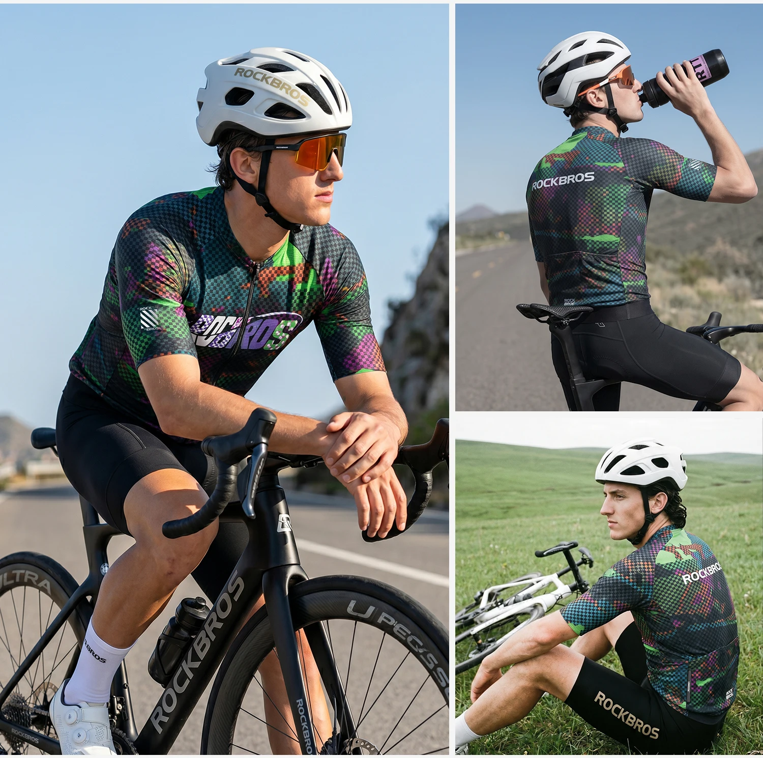 ROCKBROS Sommer-Radtrikot Leichtes Hochelastisches Oberteil Atmungsaktives Schnelltrocknendes Kurzarm-Trikot Herren-Radsportbekleidung – Detail 31