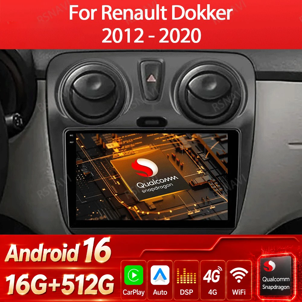 Android 15 Car Radio For Renault Lodgy Dacia Dokker 2012 - 2021 Multimedia Stereo Video Player Auto Carplay GPS NAVI 4G WIFI DVD