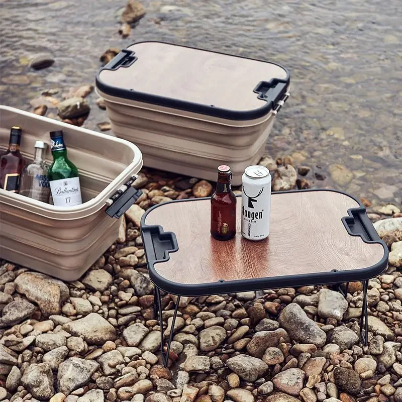 Foldable Portable Dual-Purpose Folding Table Outdoor Picnic Basket Travel Camping Storage Box - Multipurpose Camping Gear