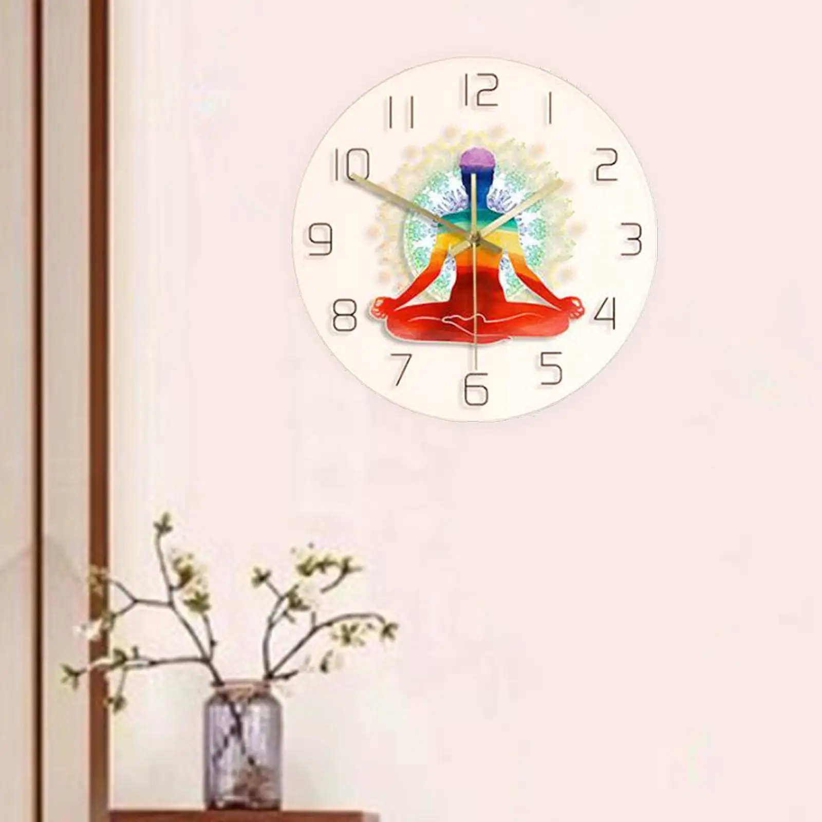 Yoga Wall Clock Ornament Round Modern Minimalist Simple 12