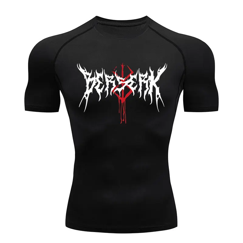 Berserk Summer Sports Quick-dry Compression Fitness Men T-shirt Outdoor Exercise Running Boxing Training Adult Short Sleeves Top