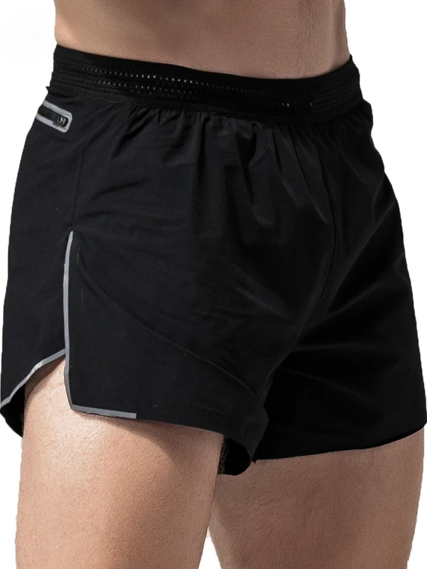 

Мужские повседневные быстросохнущие спортивные брюки-капри для бега, дышащие, для фитнеса, черные, для ночного бега