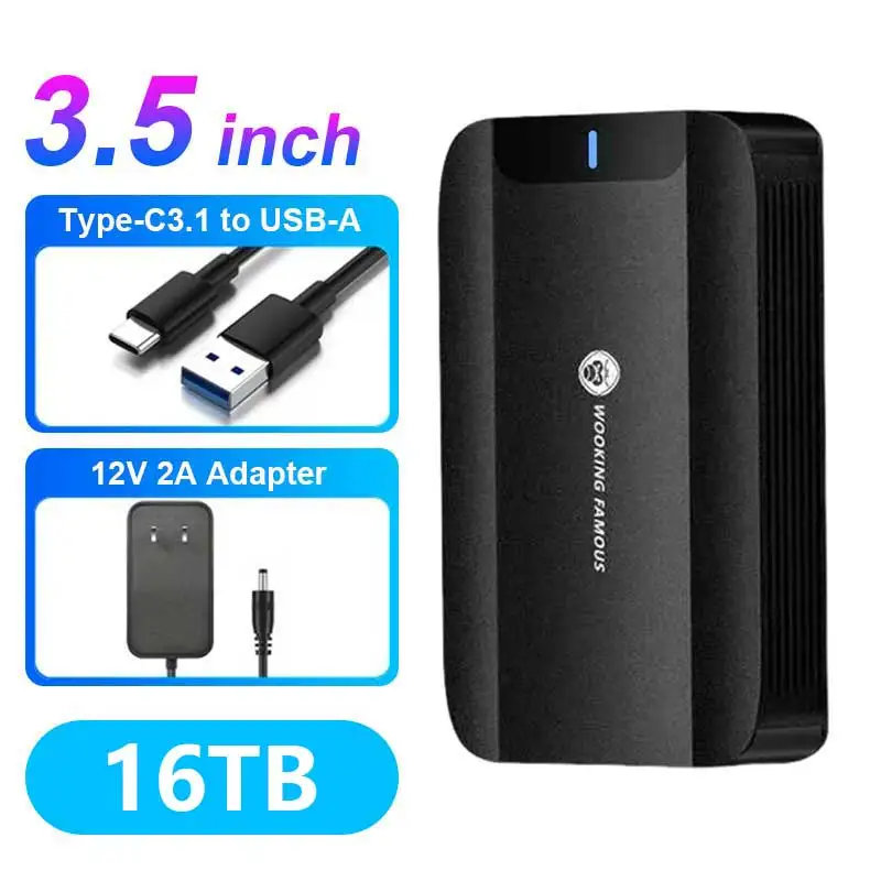 16TB 20TB External Hard Drive USB 3.0 Type-C HDD, Large Capacity Metal Case Desktop HDD for PC Laptop Android TV Phone Tablet Da