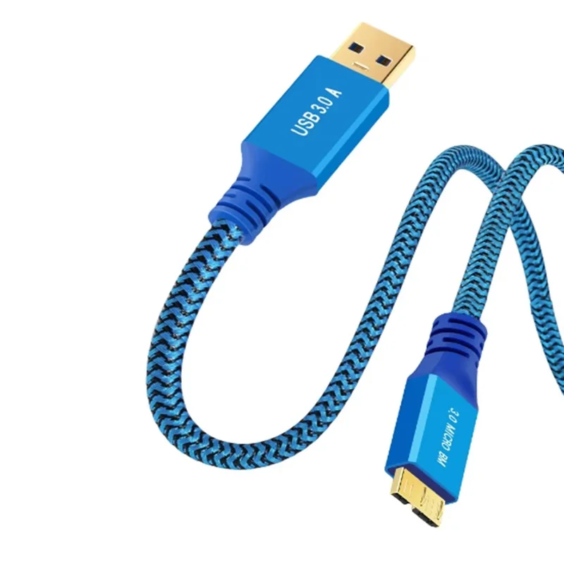 Micro USB 3.0 Data Cable Hard Disk Drive Cable USB 3.0 A Male to Micro B Male High Speed Data Adapter Nylon Braid Cord Cable