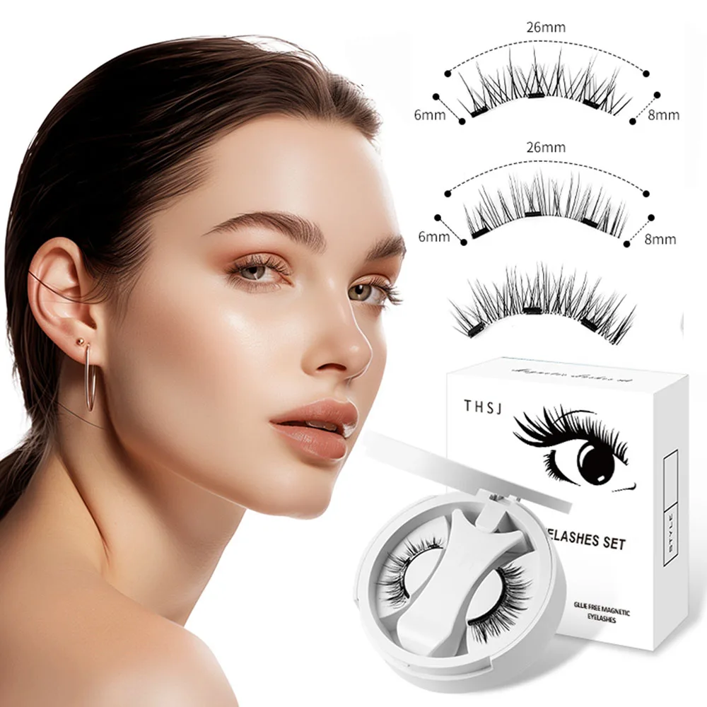 Magnetic False Eyelashes With Clip 3D Eyelashes Natural Style. D Curls Reusable And No Glue Required Eyelash Extension