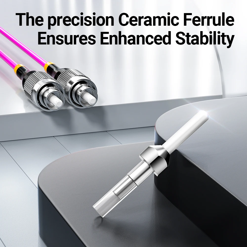 AMPCOM SC - FC UPC OM4 광섬유 패치 케이블 40G 다중 모드 이중, 50/125μm, OD 2.0mm, LSZH OFNR, 1-100미터