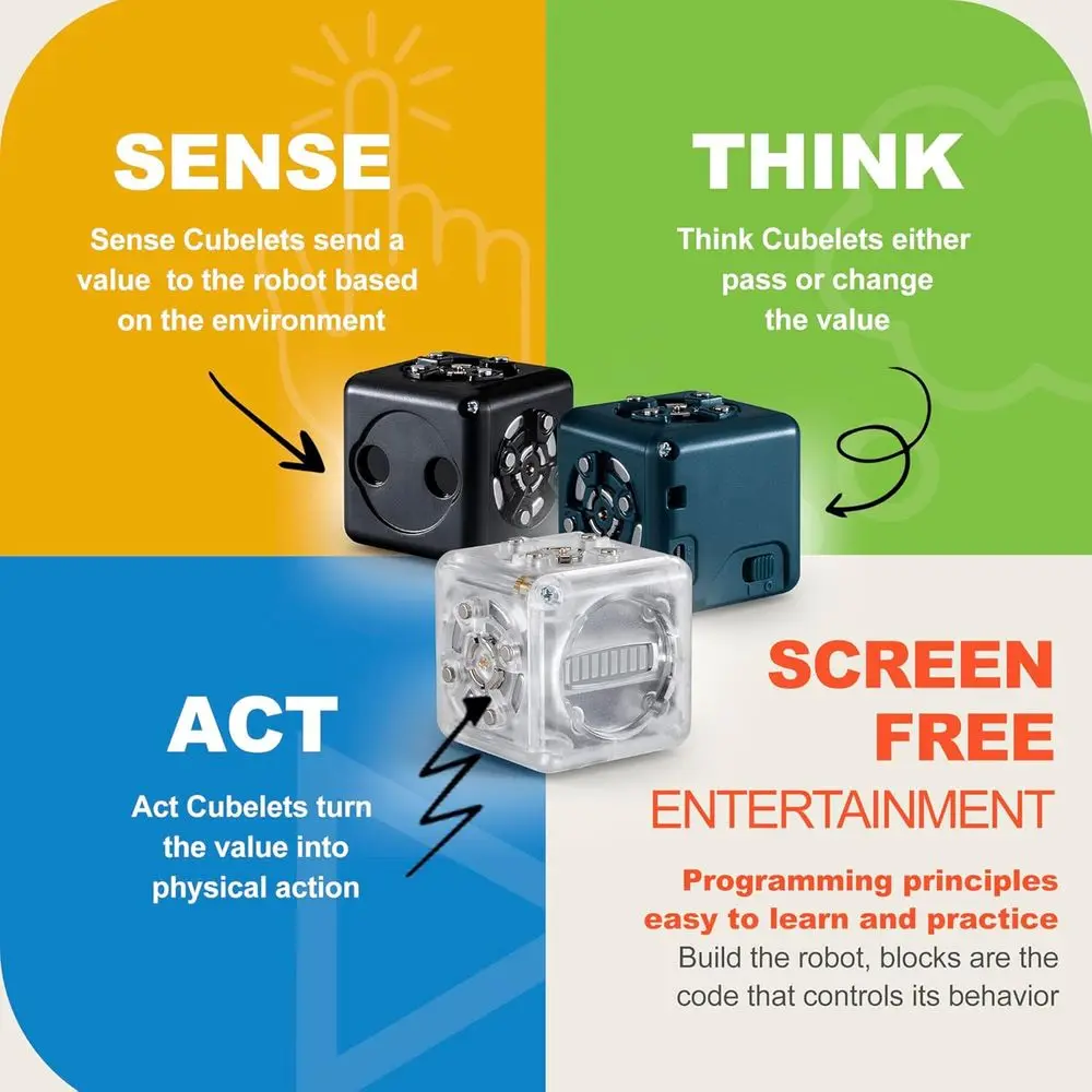 Home STEM Robot Kit: Modular Robotic Cube for Ages 4+ with Rotating Blocks