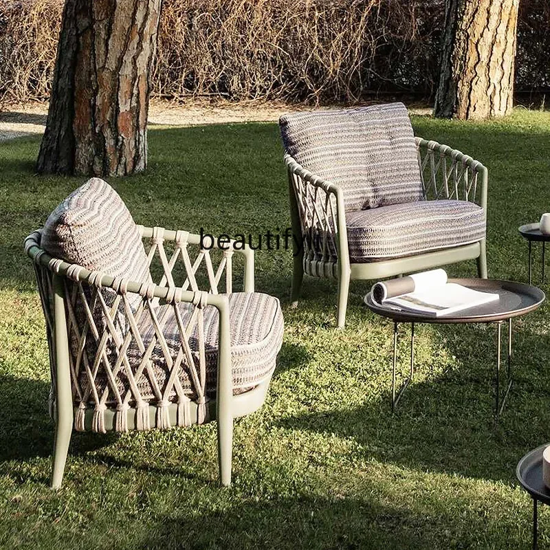 E153 Outdoor Sofa Courtyard Sofa Coffee Table Set Rattan Sofa Chair Sales Office Open Air Outdoor