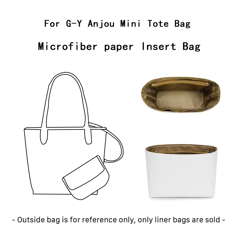 Slim Fit Luxury Microfiber Organizer for Go-ya Anjou Mini Tote - Water-Resistant Insert & Purse Shaper with Makeup Storage