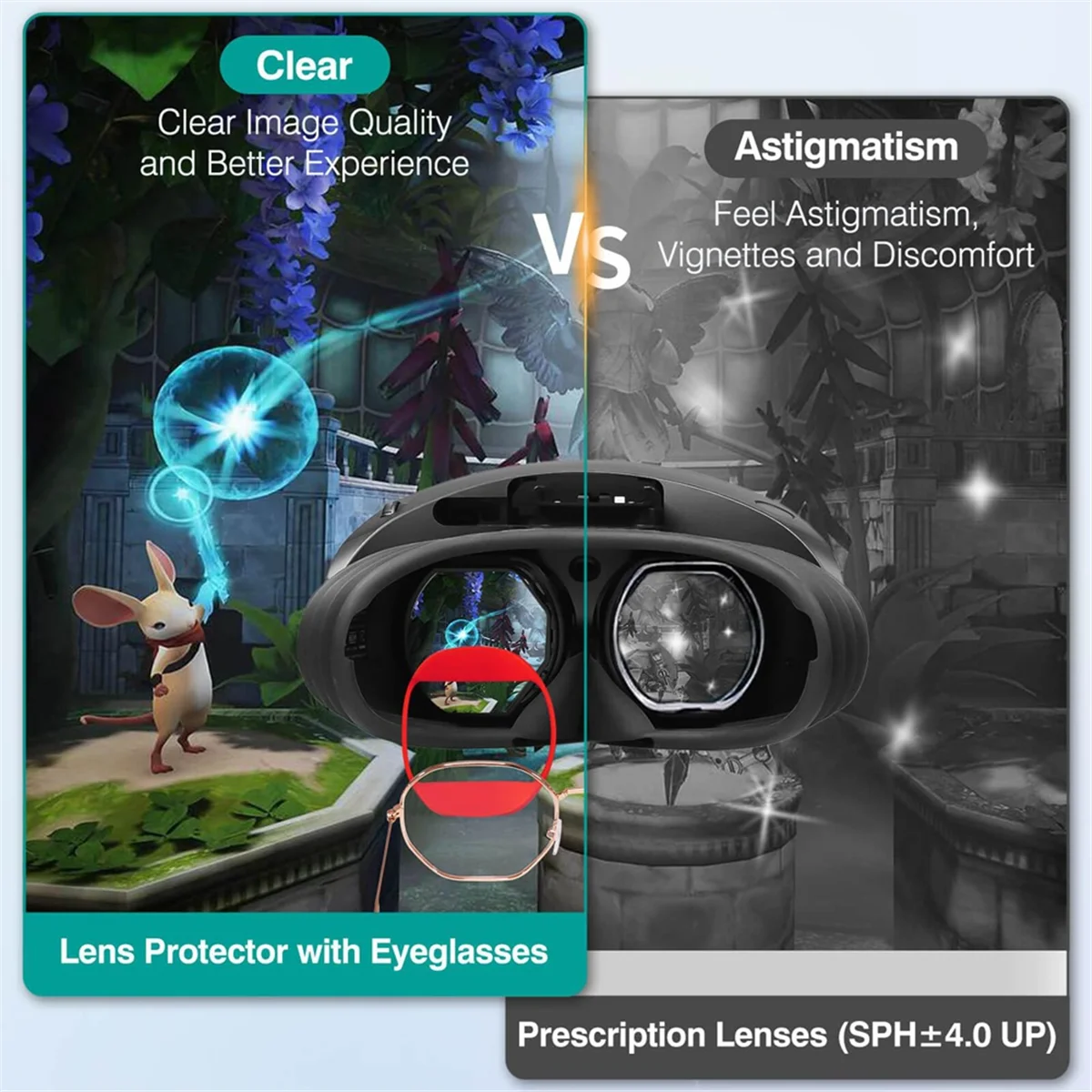 حافظة حماية إطار النظارات AA41T لنظارات PS VR2 Sony Myopia مقاومة للخدش من السيليكون حافظة واقية ناعمة، C